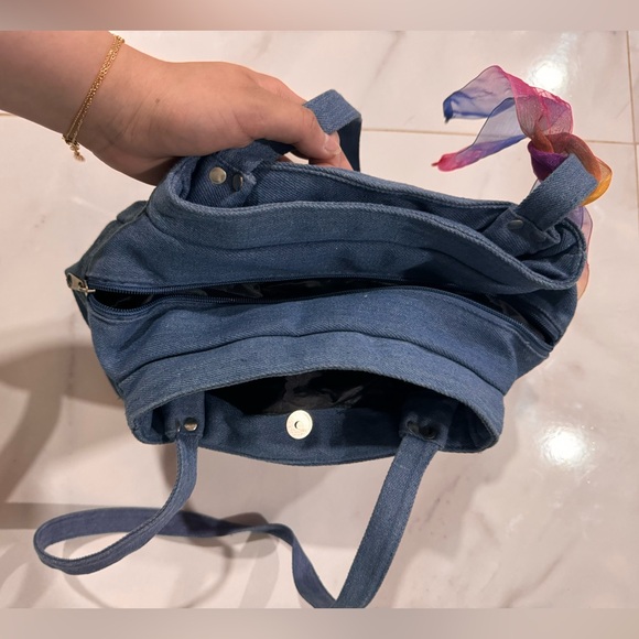 Girls Embroidered Denim Bag , with cosmetic/ coin purse medium size - Picture 9 of 10